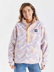 Harper & Lewis Purple Brook Retro Pattern Popper Neck Polar Fleece - Image 1 of 6