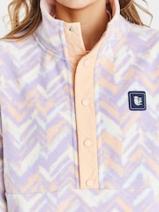 Harper & Lewis Purple Brook Retro Pattern Popper Neck Polar Fleece - Image 3 of 6