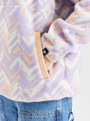 Harper & Lewis Purple Brook Retro Pattern Popper Neck Polar Fleece - Image 4 of 6