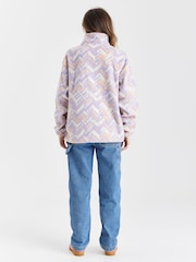 Harper & Lewis Purple Brook Retro Pattern Popper Neck Polar Fleece - Image 5 of 6