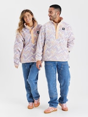 Harper & Lewis Purple Brook Retro Pattern Popper Neck Polar Fleece - Image 6 of 6