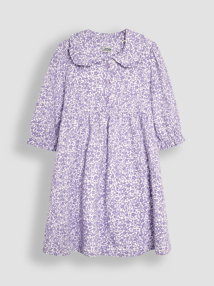JoJo Maman Bébé Lilac Purple Ditsy Floral Peter Pan Dress - Image 1 of 3