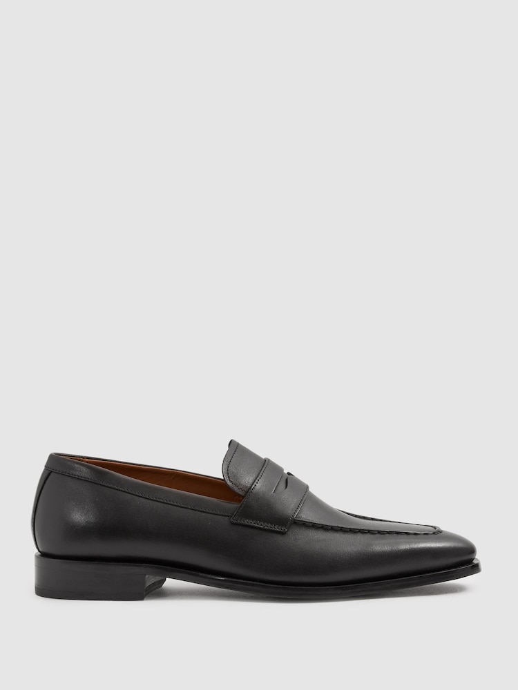Reiss Black Gartlett Leather Saddle Loafers - Image 1 of 5