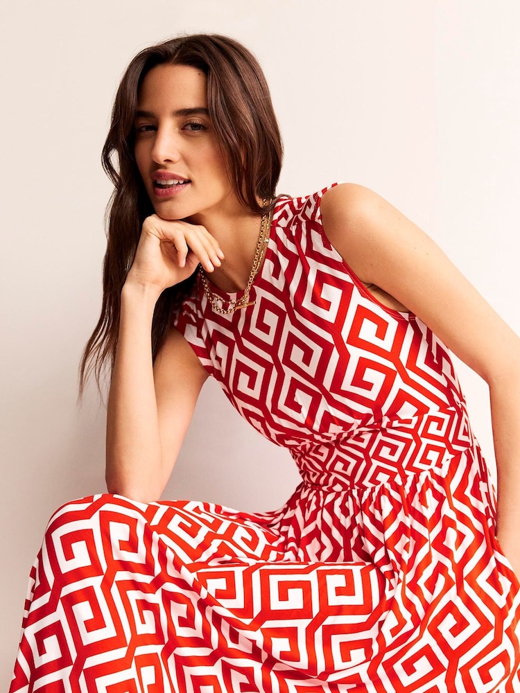 Boden Red Rebecca Jersey Midi Tea Dress - Image 1 of 5
