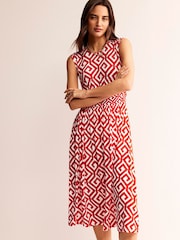 Boden Red Rebecca Jersey Midi Tea Dress - Image 2 of 5