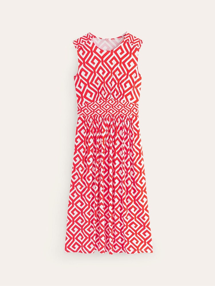 Boden Red Rebecca Jersey Midi Tea Dress - Image 5 of 5