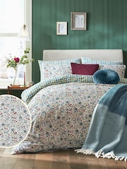 Laura Ashley Newport Blue 100% Brushed Cotton Rosa Sancta Duvet Cover and Pillowcase Set - Image 1 of 4
