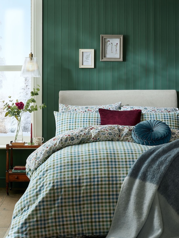 Laura Ashley Newport Blue 100% Brushed Cotton Rosa Sancta Duvet Cover and Pillowcase Set - Image 2 of 4