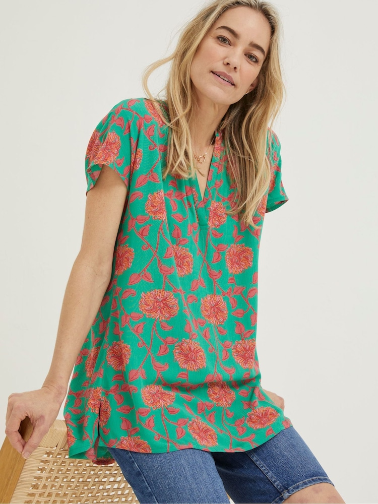 FatFace Green Piper Bali Blooms Blouse - Image 1 of 5