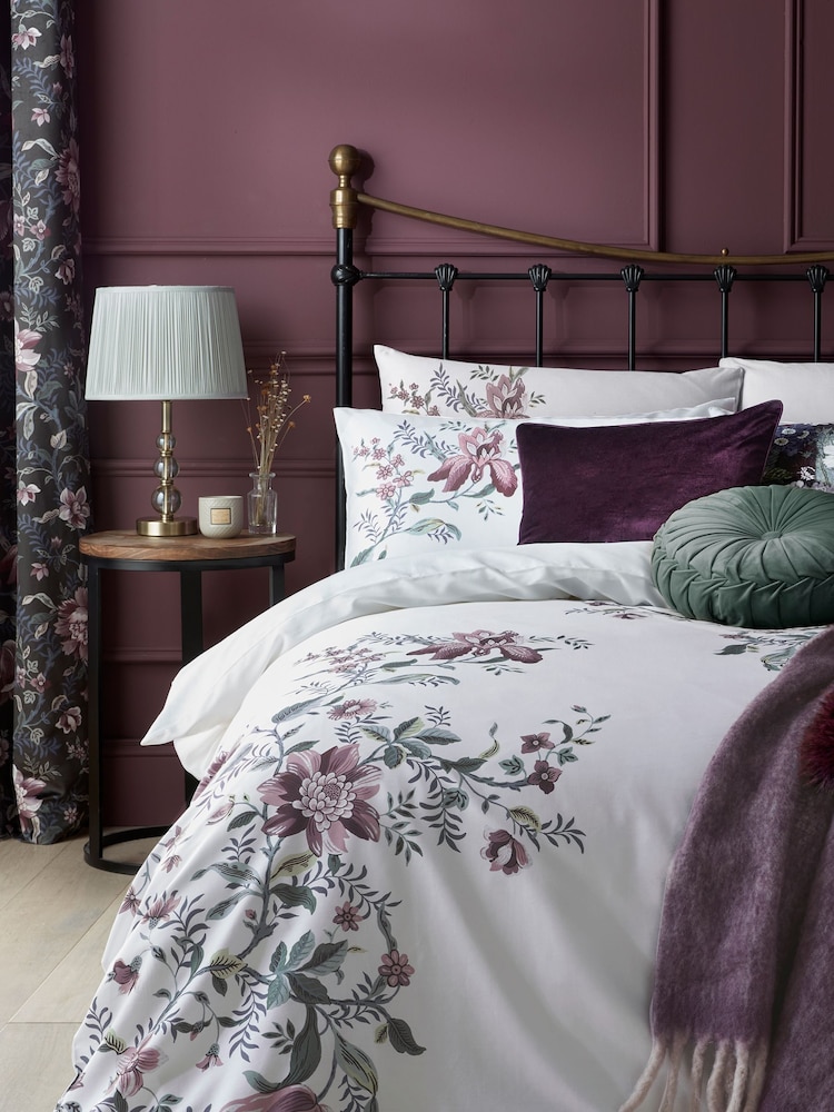 Laura Ashley Blackberry Purple Editas Garden 100% Cotton Pillowcases - Image 1 of 3