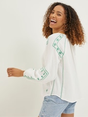 FatFace White Embroidered Dee Blouse - Image 2 of 5