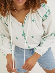 FatFace White Embroidered Dee Blouse - Image 4 of 5