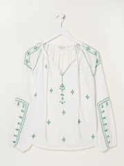 FatFace White Embroidered Dee Blouse - Image 5 of 5