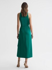 Reiss Green Giana High Neck Draped Midi Dress - Image 4 of 5