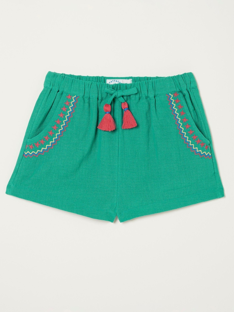 FatFace Green Lyla Embroidered Shorts - Image 4 of 4