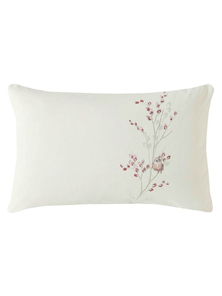 Laura Ashley Cranberry Red Cream Pussy Willow 100% Cotton Pillowcases - Image 2 of 4