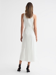 Reiss Ivory Giana High Neck Draped Midi Dress - Image 6 of 6