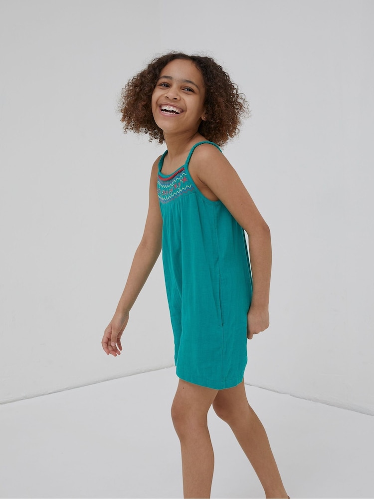 FatFace Green Nellie Embroidered Playsuit - Image 1 of 5
