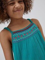 FatFace Green Nellie Embroidered Playsuit - Image 3 of 5