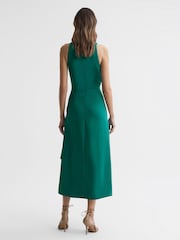Reiss Green Giana High Neck Draped Midi Dress - Image 4 of 4