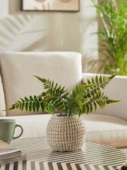 Green Artificial Fern in Woven Pot - Image 1 of 5