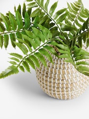 Green Artificial Fern in Woven Pot - Image 5 of 5