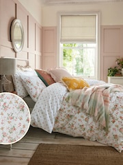 Laura Ashley Antique Pink Washed Cotton Mountney Garden 100% Cotton Duvet Cover and Pillowcase Set - Image 1 of 5