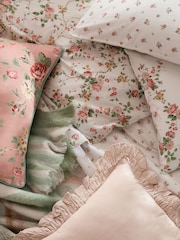 Laura Ashley Antique Pink Washed Cotton Mountney Garden 100% Cotton Duvet Cover and Pillowcase Set - Image 2 of 5