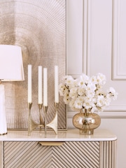 White Artificial Blossom in Gold Vase - Image 2 of 6