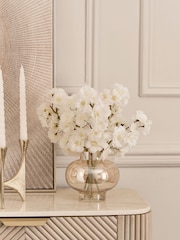 White Artificial Blossom in Gold Vase - Image 3 of 6