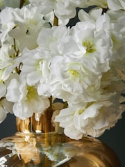 White Artificial Blossom in Gold Vase - Image 6 of 6
