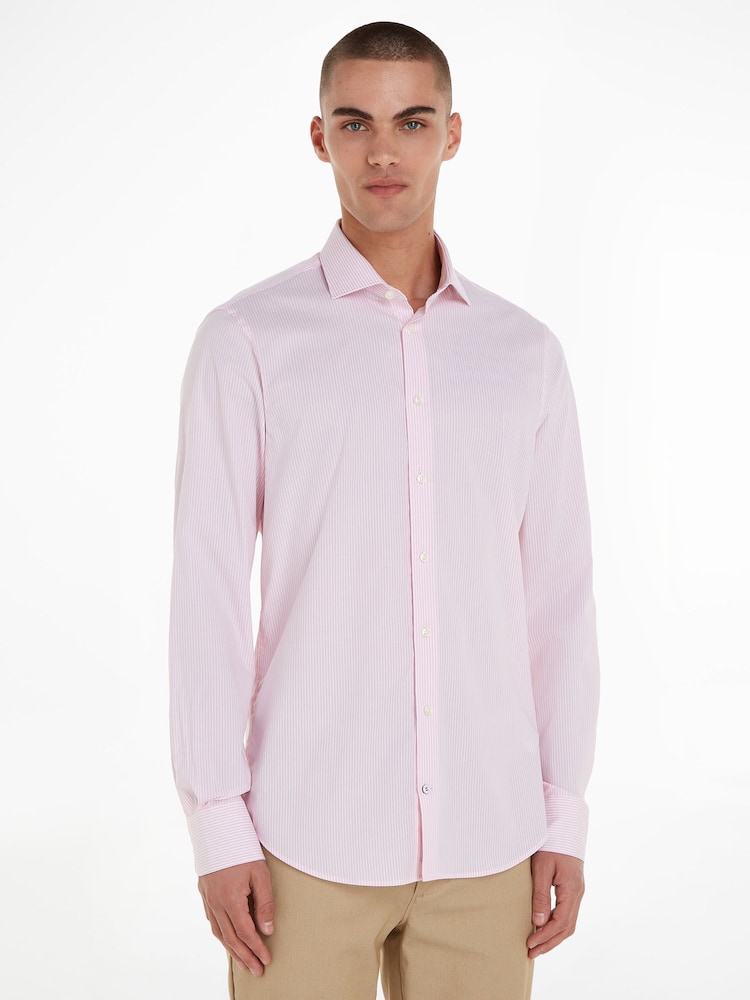 Tommy Hilfiger Pink Slim Fit Flex Collar Shirt - Image 1 of 6