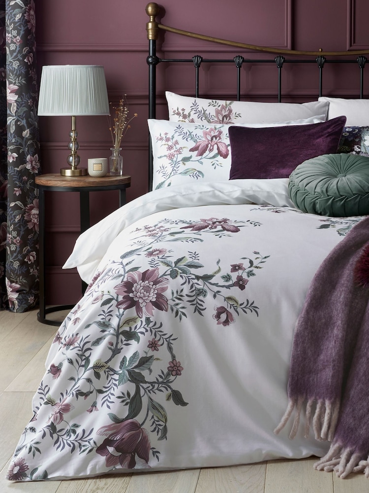 Laura Ashley Blackberry Purple Edita's Garden 100% Cotton Duvet Cover and Pillowcase Set - Image 1 of 6