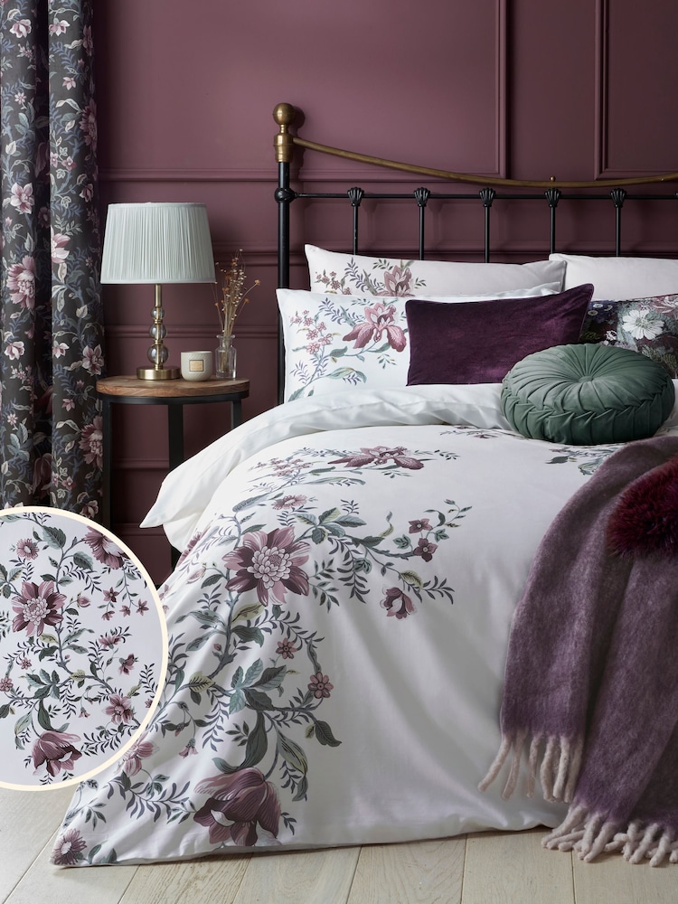 Laura Ashley Blackberry Purple Edita's Garden 100% Cotton Duvet Cover and Pillowcase Set - Image 2 of 6