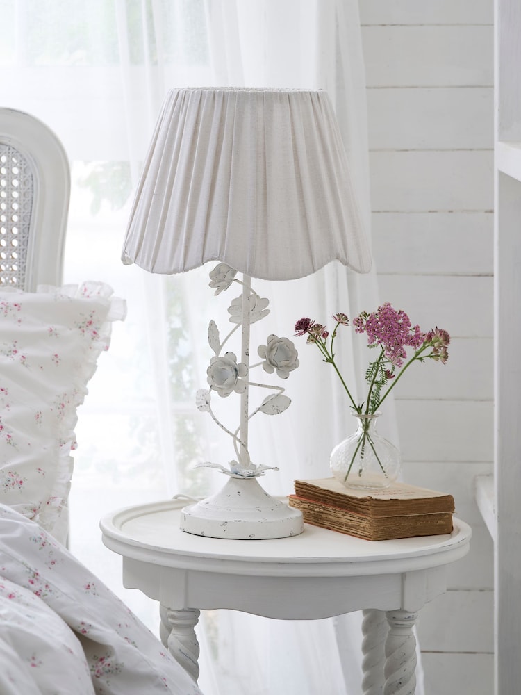 Shabby Chic by Rachel Ashwell® White Distressed Floral Table Lamp - Image 2 of 5