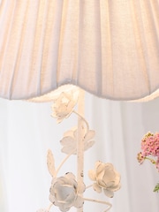 Shabby Chic by Rachel Ashwell® White Distressed Floral Table Lamp - Image 3 of 5