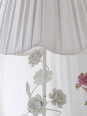 Shabby Chic by Rachel Ashwell® White Distressed Floral Table Lamp - Image 4 of 5
