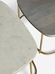 Dark Grey Marble Mango Wood Nest of 2 Coffee Table Nest - Image 2 of 7