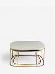 Dark Grey Marble Mango Wood Nest of 2 Coffee Table Nest - Image 5 of 7