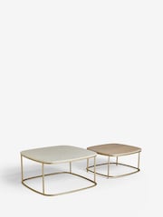 Dark Grey Marble Mango Wood Nest of 2 Coffee Table Nest - Image 7 of 7