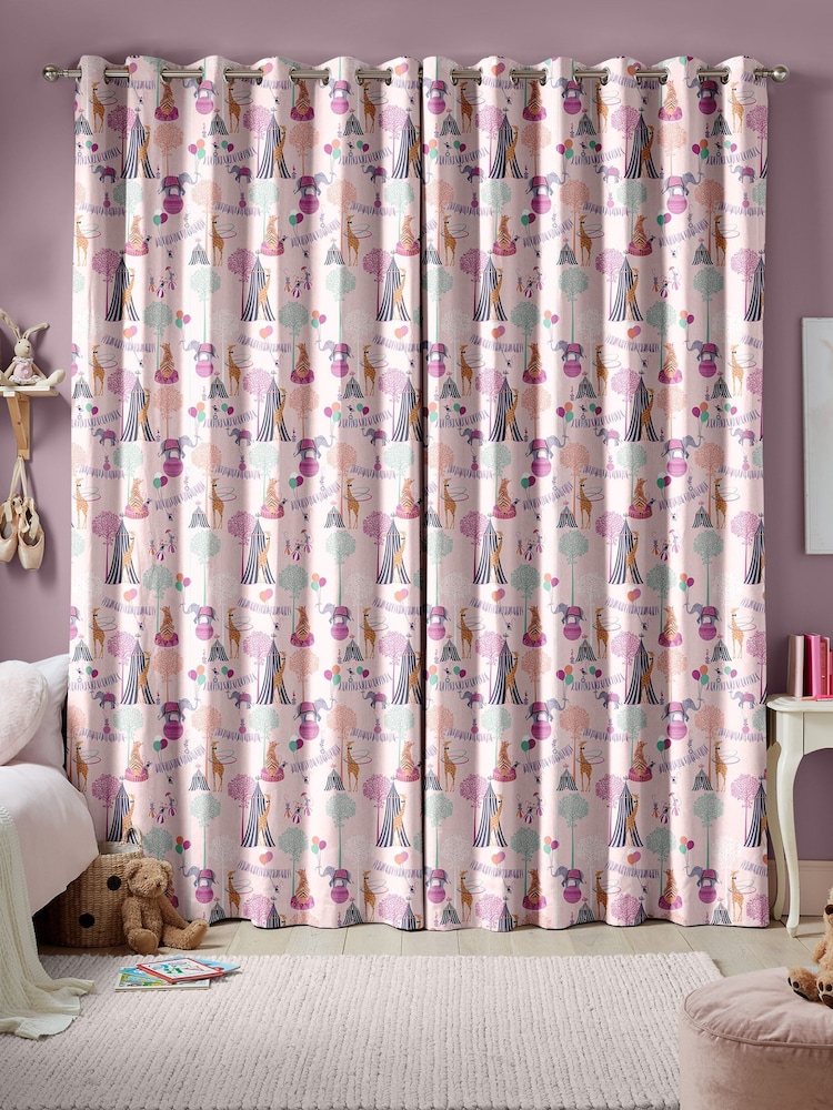 Sara Miller Pink Kids Circus Made To Measure 100% Cotton Curtains - Image 2 of 6