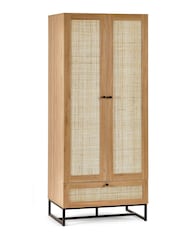 Julian Bowen Brown Padstow Rattan Double Wardrobe - Image 1 of 4