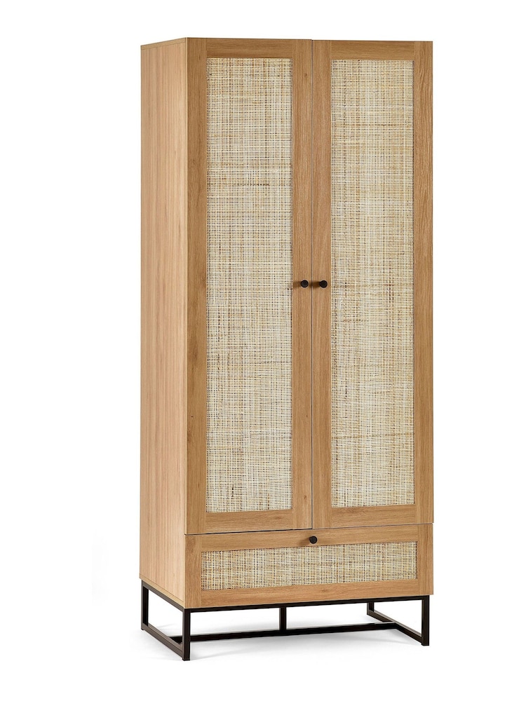 Julian Bowen Brown Padstow Rattan Double Wardrobe - Image 1 of 4