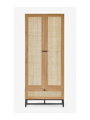 Julian Bowen Brown Padstow Rattan Double Wardrobe - Image 2 of 4