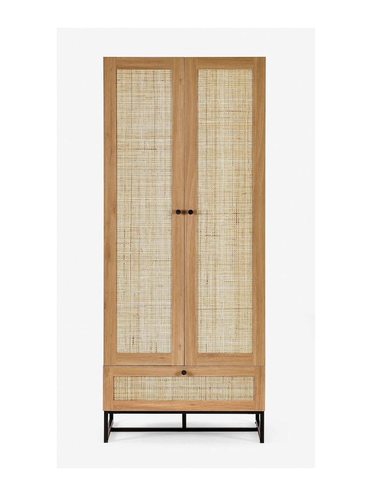 Julian Bowen Brown Padstow Rattan Double Wardrobe - Image 2 of 4