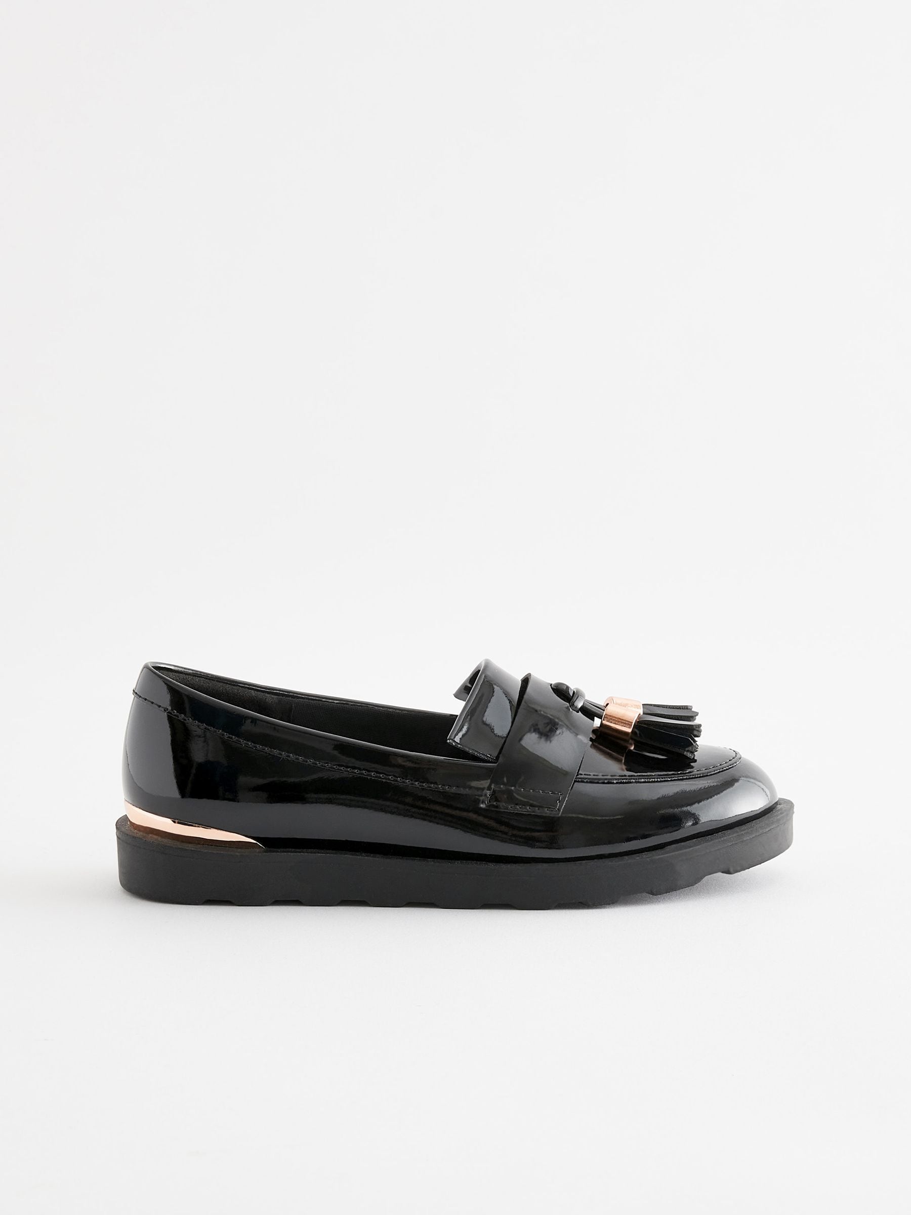 Black and rose gold loafers online