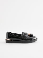 Black Rose Gold Standard Fit (F) School Tassel Loafers - Image 2 of 6