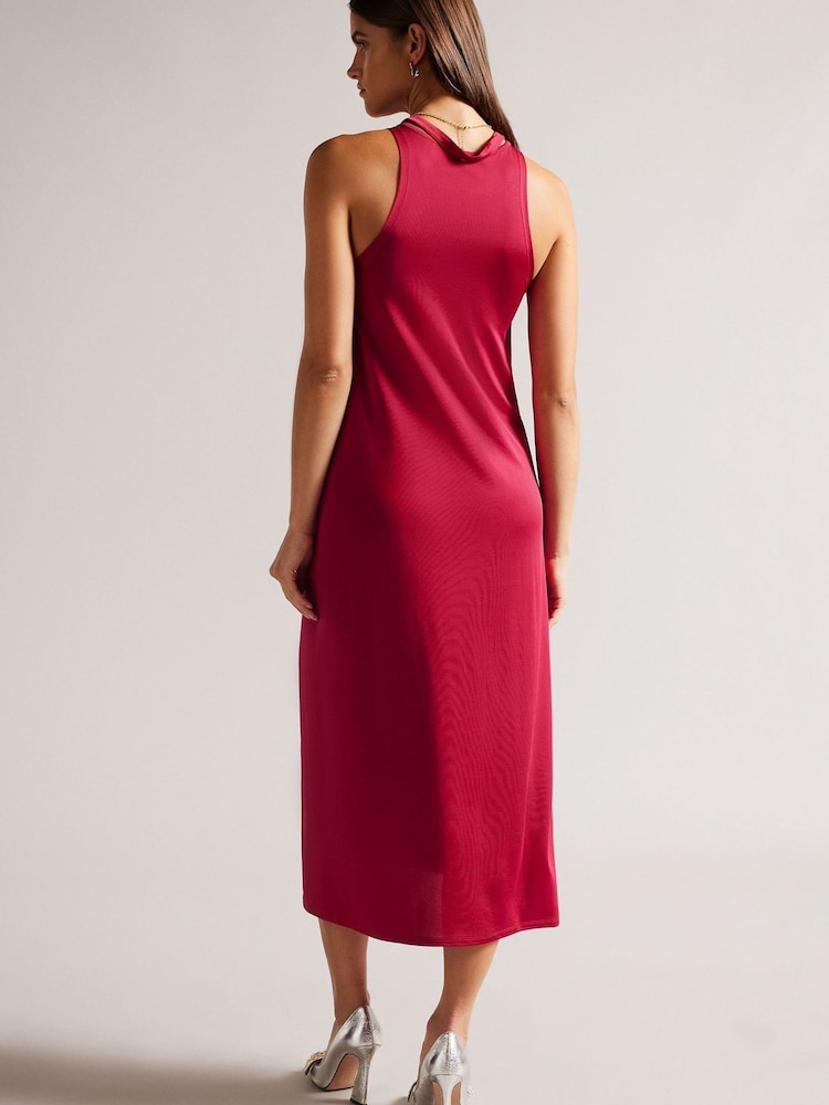 Ted Baker Red Joani Sleeveless Midi Dress With Tie Waist - Image 2 of 5