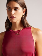 Ted Baker Red Joani Sleeveless Midi Dress With Tie Waist - Image 3 of 5