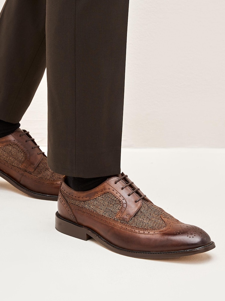 Brown Herringbone Longwing Brogues - Image 1 of 8